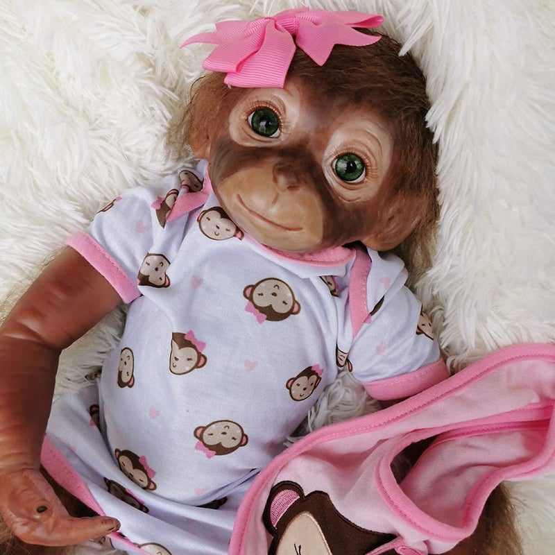 Wamdoll 20 inches 50CM Realistic Reborn Monkey Baby Dolls Weighted Body Very Soft Silicone Vinyl Lifelike Collectible Flexible Doll Feel Real - Image 3